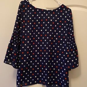 Como Blu blue polka dot in red/grey/cream